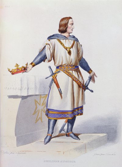 Ritratto di Filippo Augusto II (1165-1223) Re di Francia, inciso da Constant Louis Lorichon, 1841 da Charles Abraham Chasselat